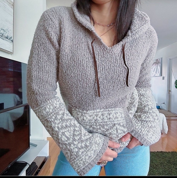 Vintage 80s knit Oversized hoodie - Picture 3 of 6